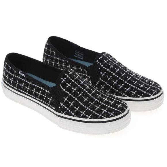 Keds Double Decker Tweed Slip-On Fashion Sneaker Metallic Black Women US8.5 - Picture 3 of 13